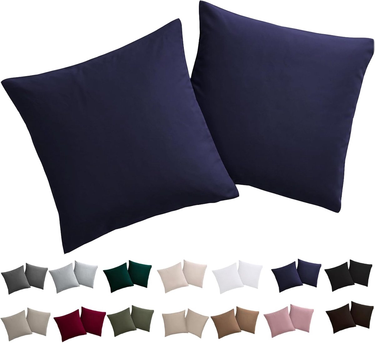 Kussenslopen 40 x 40 cm - Marineblauw - 100% microvezel - Non-iron en kreukvrij - ShopVlot