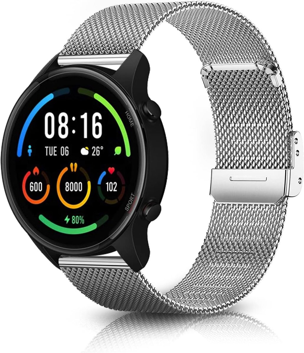 Horlogeband 22mm - Verstelbare Rvs Mesh Armband - Geschikt voor Xiaomi en Amazfit - Stijlvolle uitstraling - ShopVlot