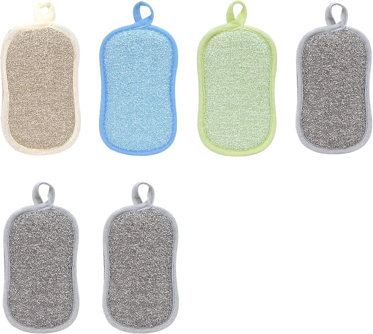 Wasbare Microvezelsponzen 6-pack – Dubbelzijdige Keukensponzen voor Vaat, Pannen en Badkamer – Zeer Absorberend, Herbruikbaar en Ideaal voor Huishoudelijk Gebruik in 4 Kleuren