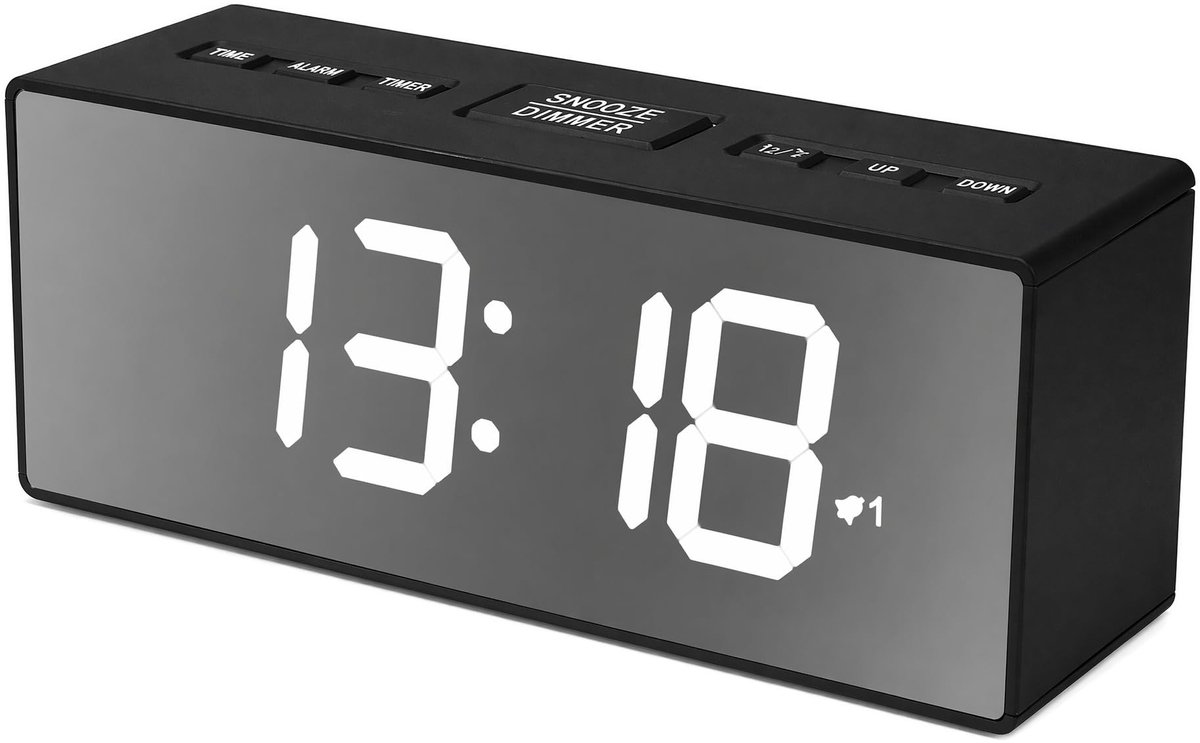 Solidchoice - Spiegelwekker met FM-radio en Aftelfunctie