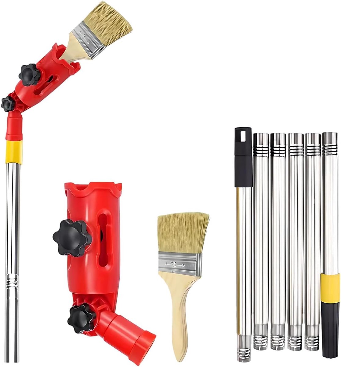 Verlengde verfkwast set - Multi-angle brush - Telescopische stokken - Voor hoge muren en hoeken - m-winkel