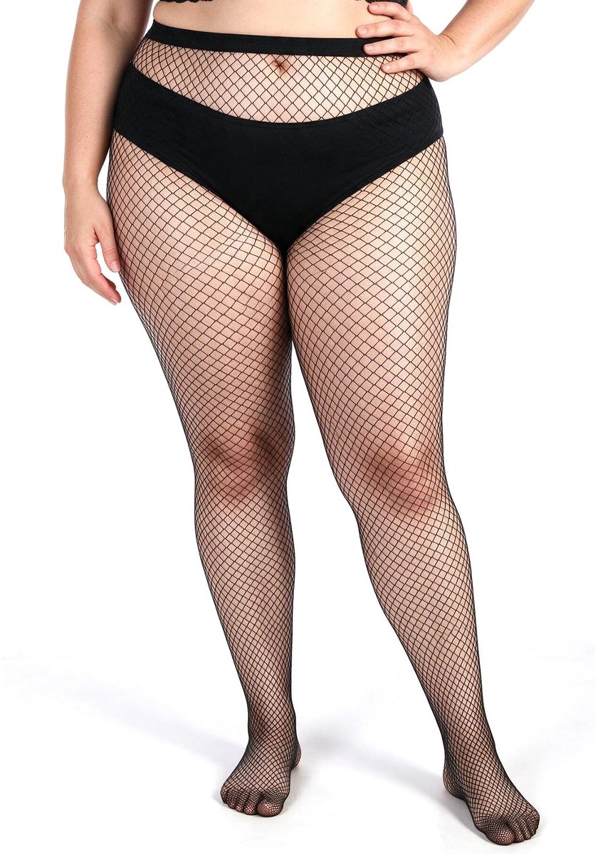 Solidchoice - Grote Maten Visnet Kousen voor Dames - Strakke Mesh Legging Panty met Hoge Taille