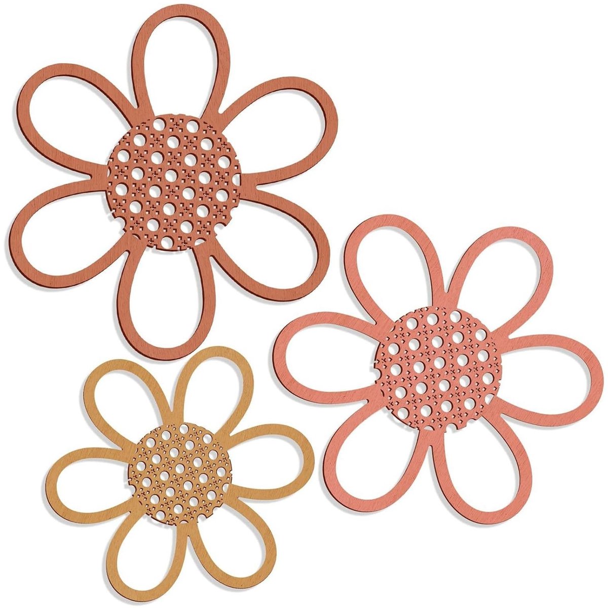 Solidchoice - Set van 3 Macramé Wandkleden met Bloemmotief
