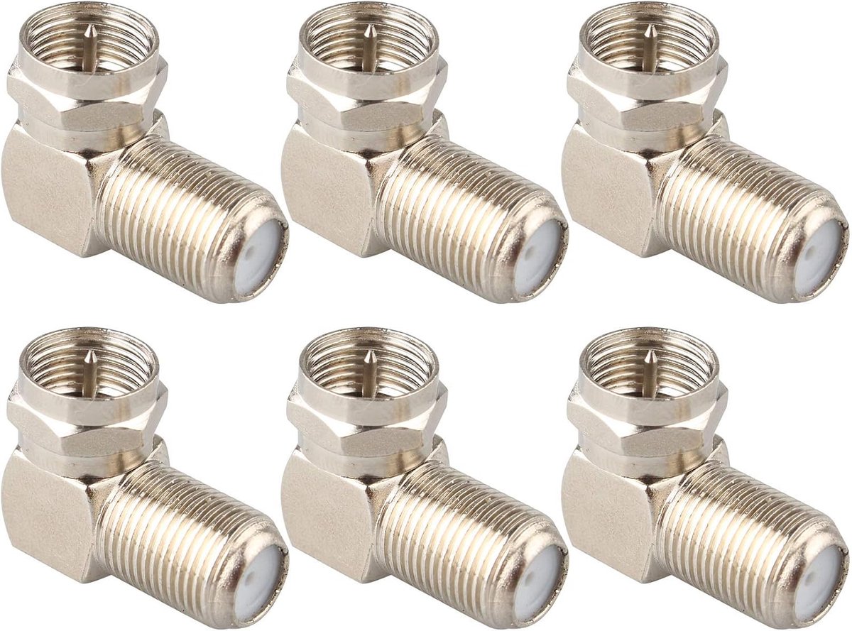 RF Coaxial Coupler 6PCS - 90 Graden - Nickel Geplateerd - Voor Muur TV Aansluiting - ShopVlot