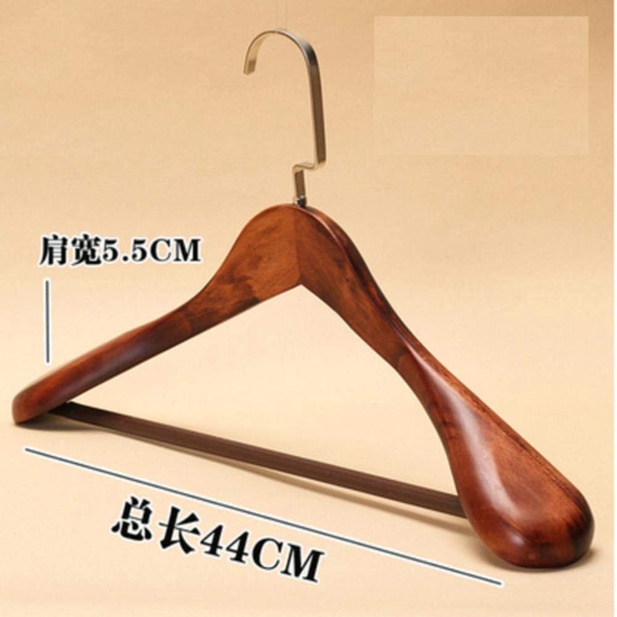 Kledinghangers 44cm - Vintage houten hangers - Breed schouderdesign - Voorkomt kreuken - ShopVlot