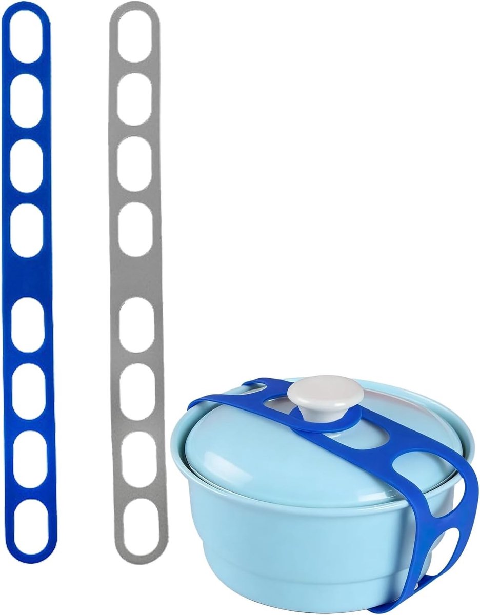 Bevestigingsband voor Potdeksel - Grijs/Blauw - 5 x 54 cm - Siliconen Band voor Slowcooker Deksel - Voor Keukenaccessoires