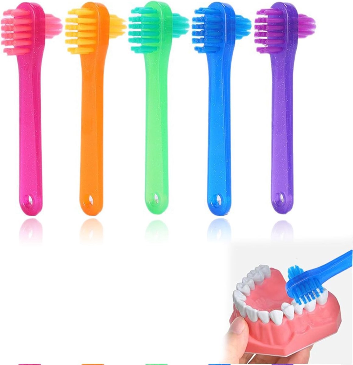 Set van 5 Dubbele Hoofd Tandenborstels voor Tandvervanging en Mondverzorging, Ideaal voor Effectieve Tandhygiëne
