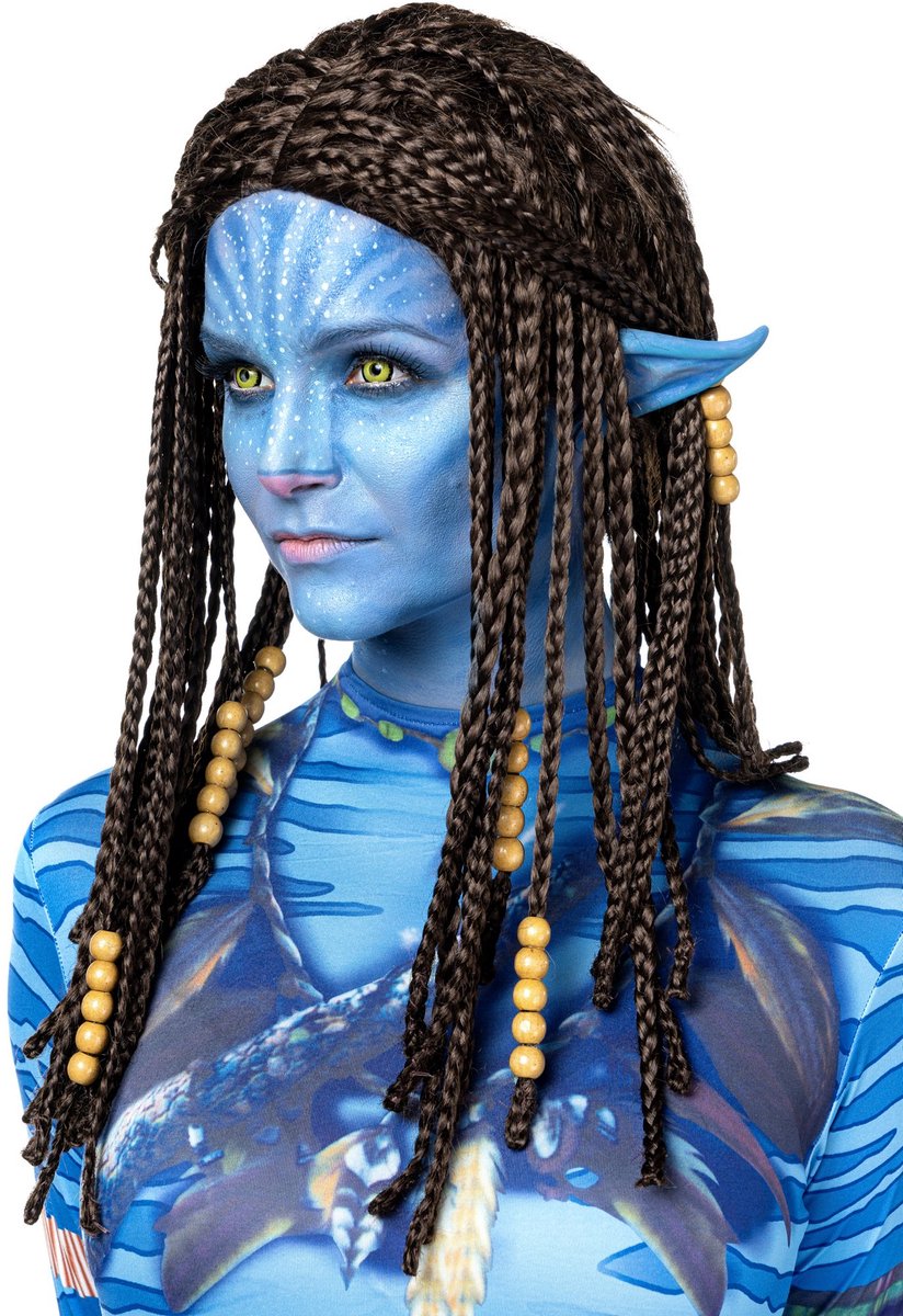 Blauwe stammenkriegster pruik - Carnaval Kostuum Pruik