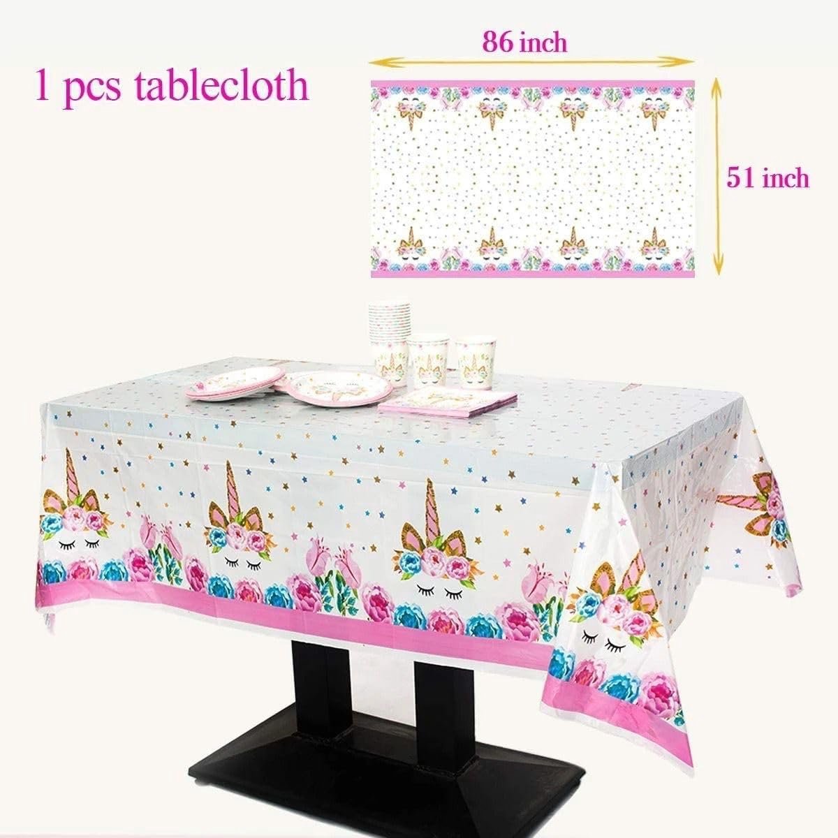 Tafelkleed eenhoorn 130 x 220 cm - Plastic - Waterverf design - Perfect voor kinderfeestjes - ShopVlot