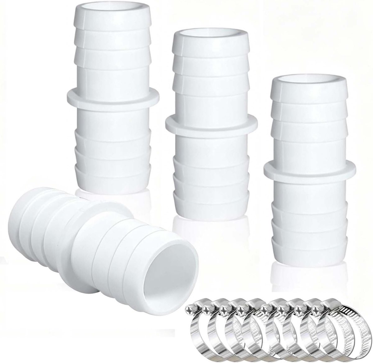 Zwembadslangverbinders 32 mm - Set van 4 stuks - Inclusief slangklemmen - Eenvoudige installatie - ShopVlot
