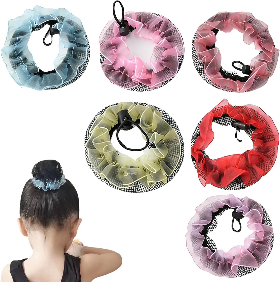 Haarnetje voor meisjes - elastisch haarnet - 6 kleuren - perfect voor dans en gymnastiek - ShopVlot