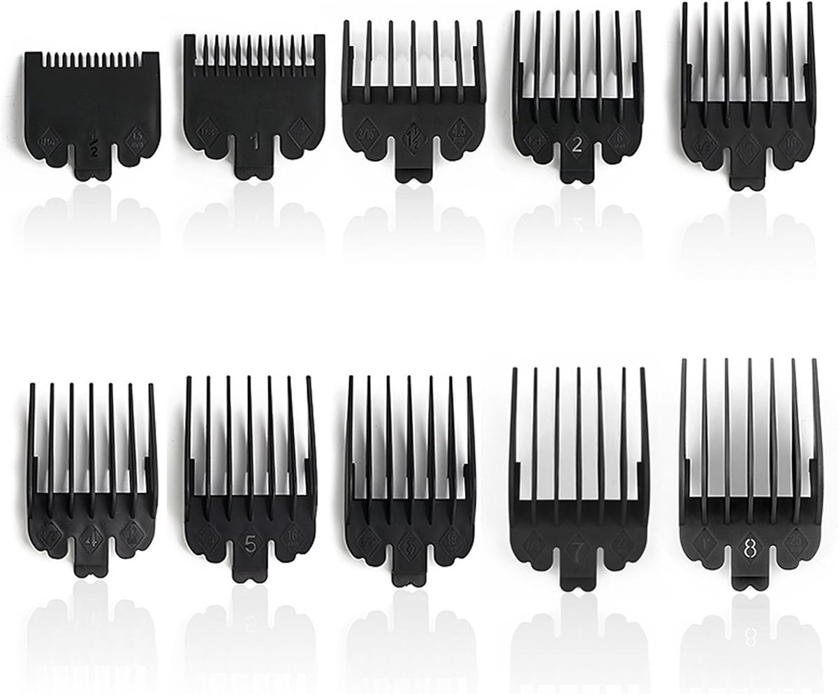 Haartrimmer met opzetstukken - 10 maten - zwart - perfect voor haar en baardverzorging - ShopVlot