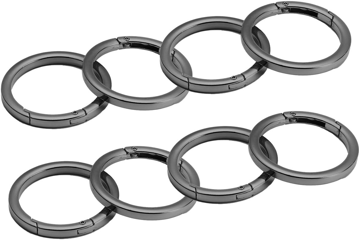 O-ringen met veersluiting 38 mm - gunmetal - roestvrij en corrosiebestendig - ideaal voor sleutelhangers - ShopVlot