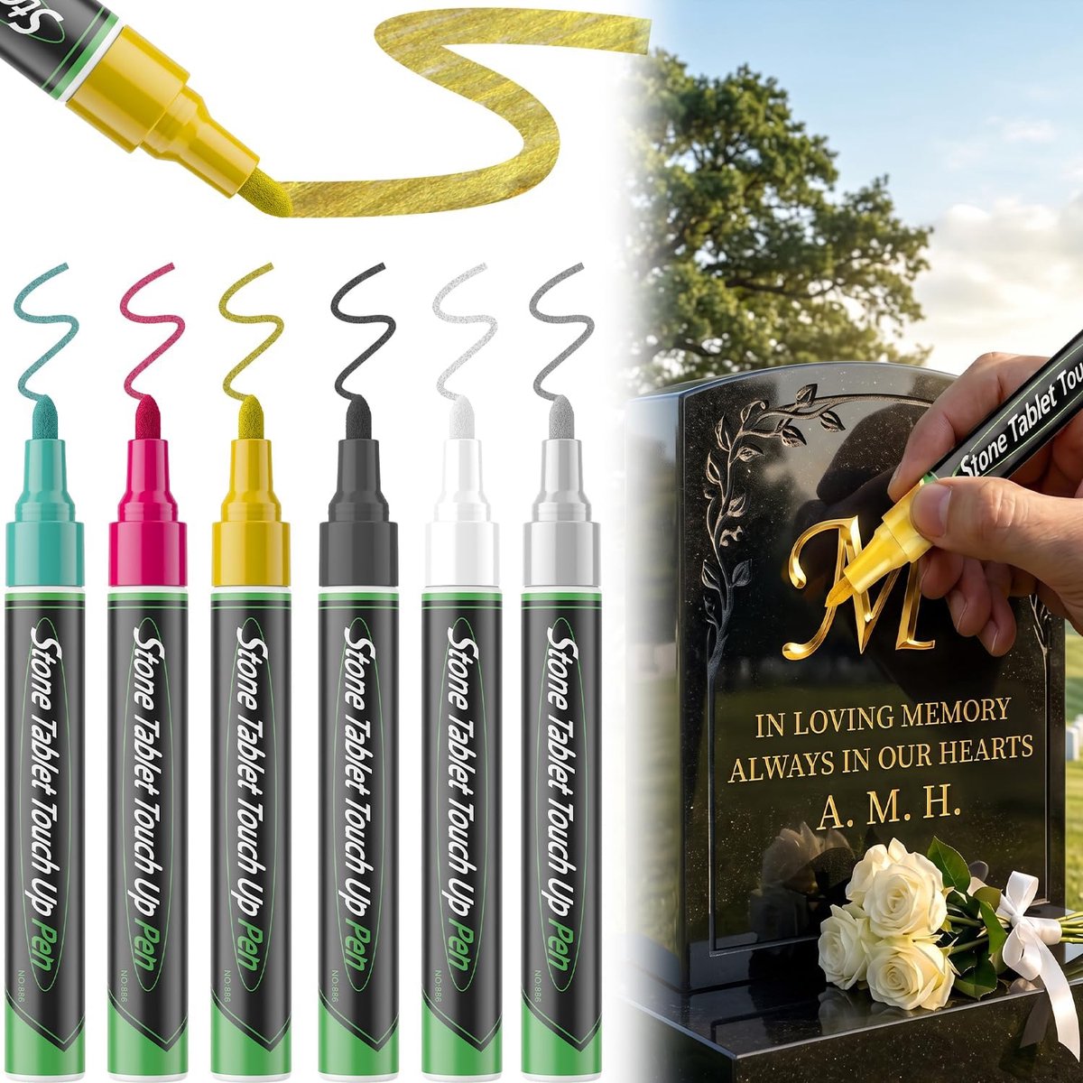 Tombstone Paint Set 6 Stuks - Weerbestendige Letterpen - Waterdicht en Sneldrogend - ShopVlot