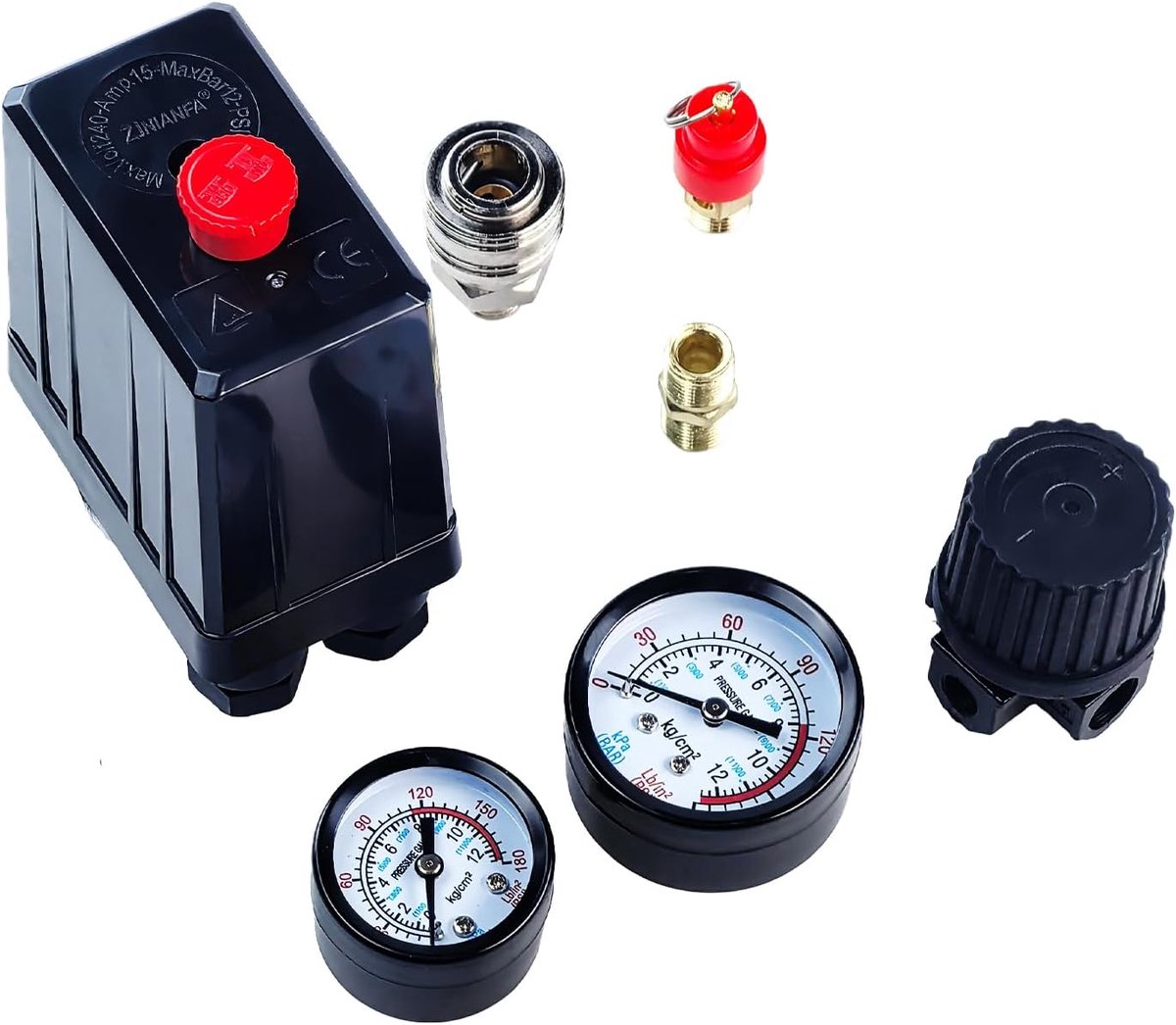 Drukregelaar met drukschakelaar - IG 1/4 - 220 V controleklep - Geschikt voor luchtcompressoren - ShopVlot