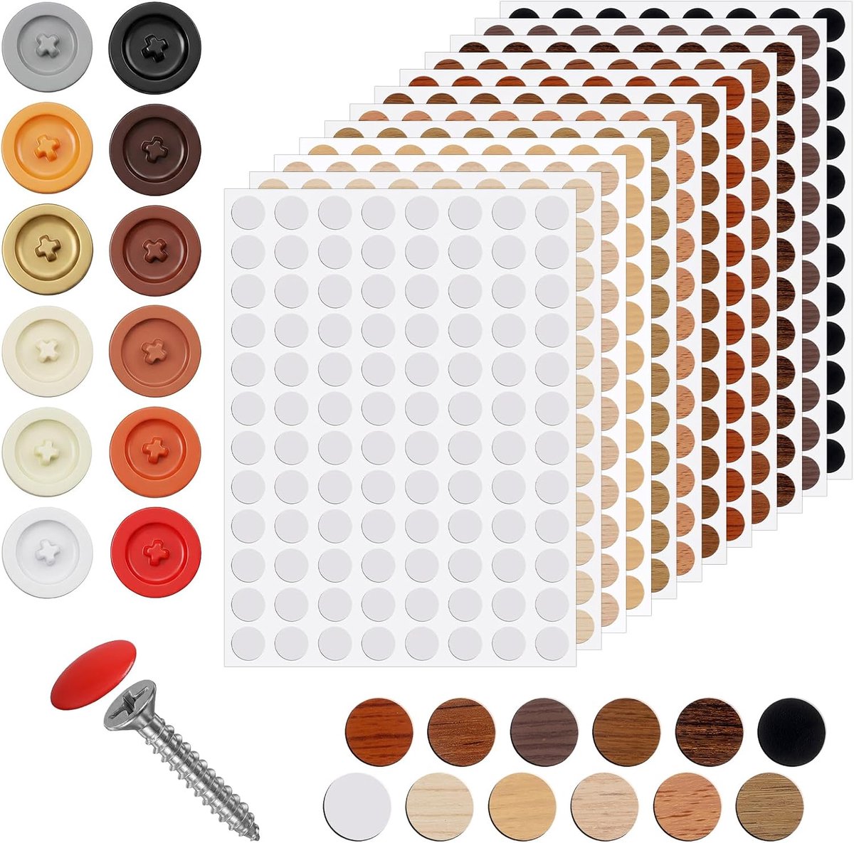 Zelfklevende afdekdoppen 12 mm - 120 stuks in 12 kleuren - waterdicht PVC - eenvoudig aan te brengen - ShopVlot