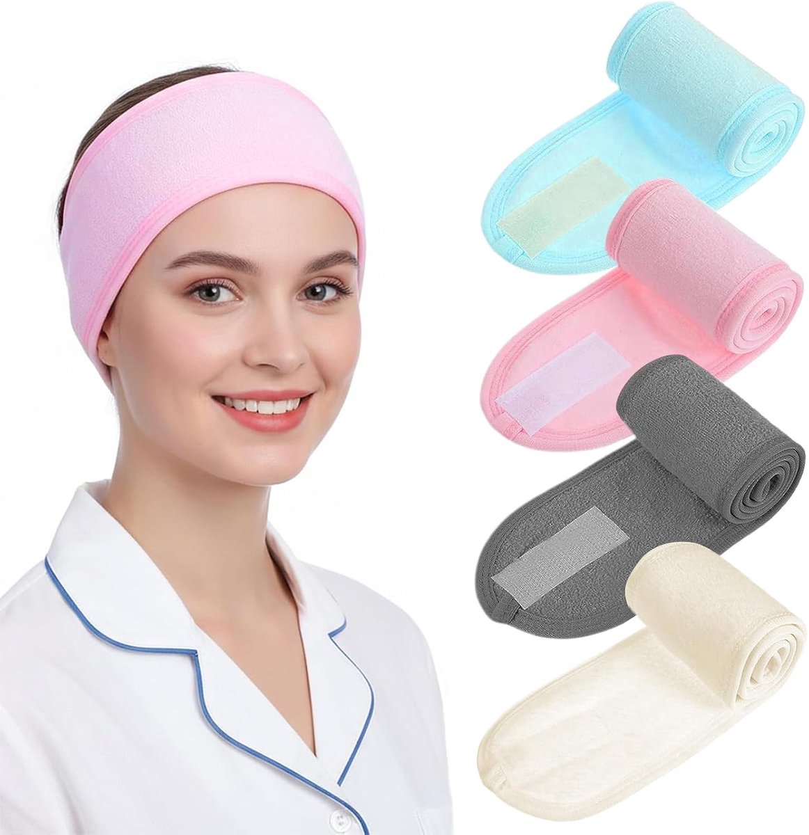 Make-up hoofdband 4 stuks - verstelbaar - elastisch polyester - ideaal voor make-up en sport - ShopVlot