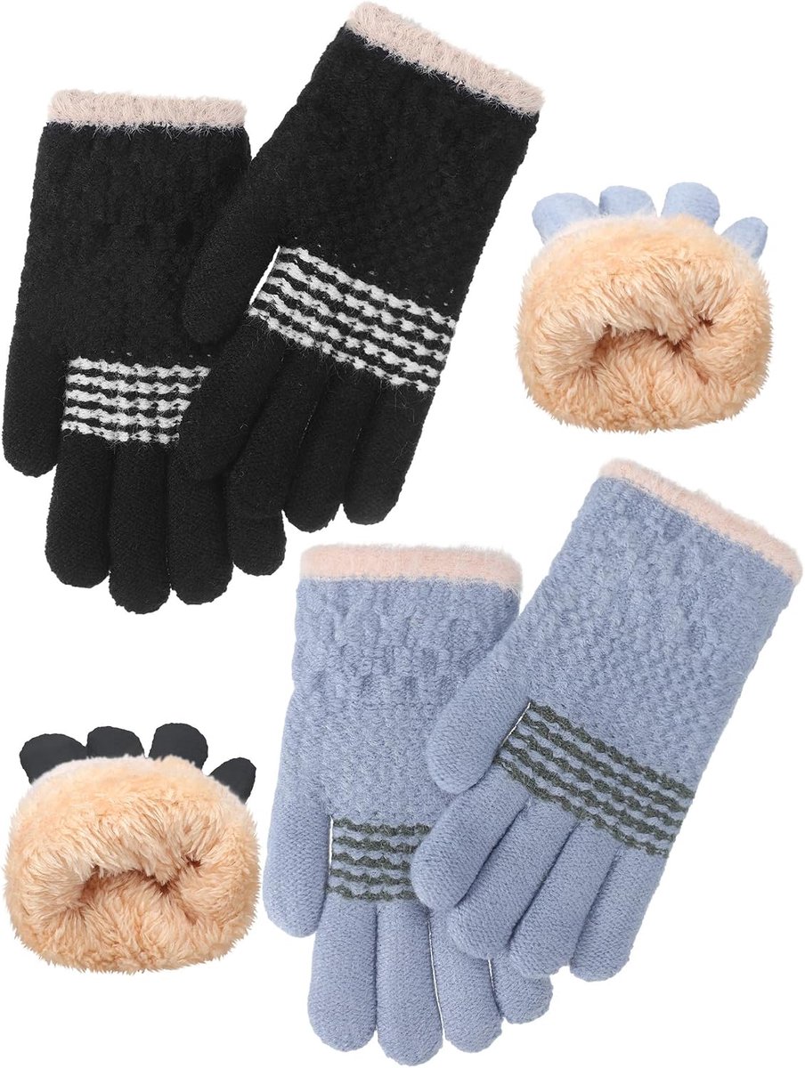 Kinderen gebreide handschoenen 5-12 jaar - fleece - voor jongens en meisjes - warme bescherming in de winter - ShopVlot