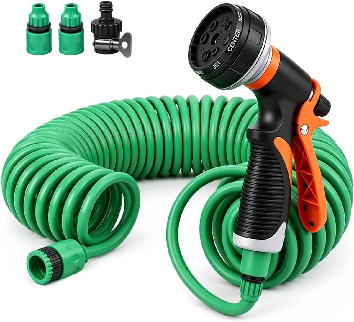 Waterslang voor de tuin - spiraalslang met 5 functies - flexibele irrigatieslang - ideaal voor tuin en autowas - ShopVlot