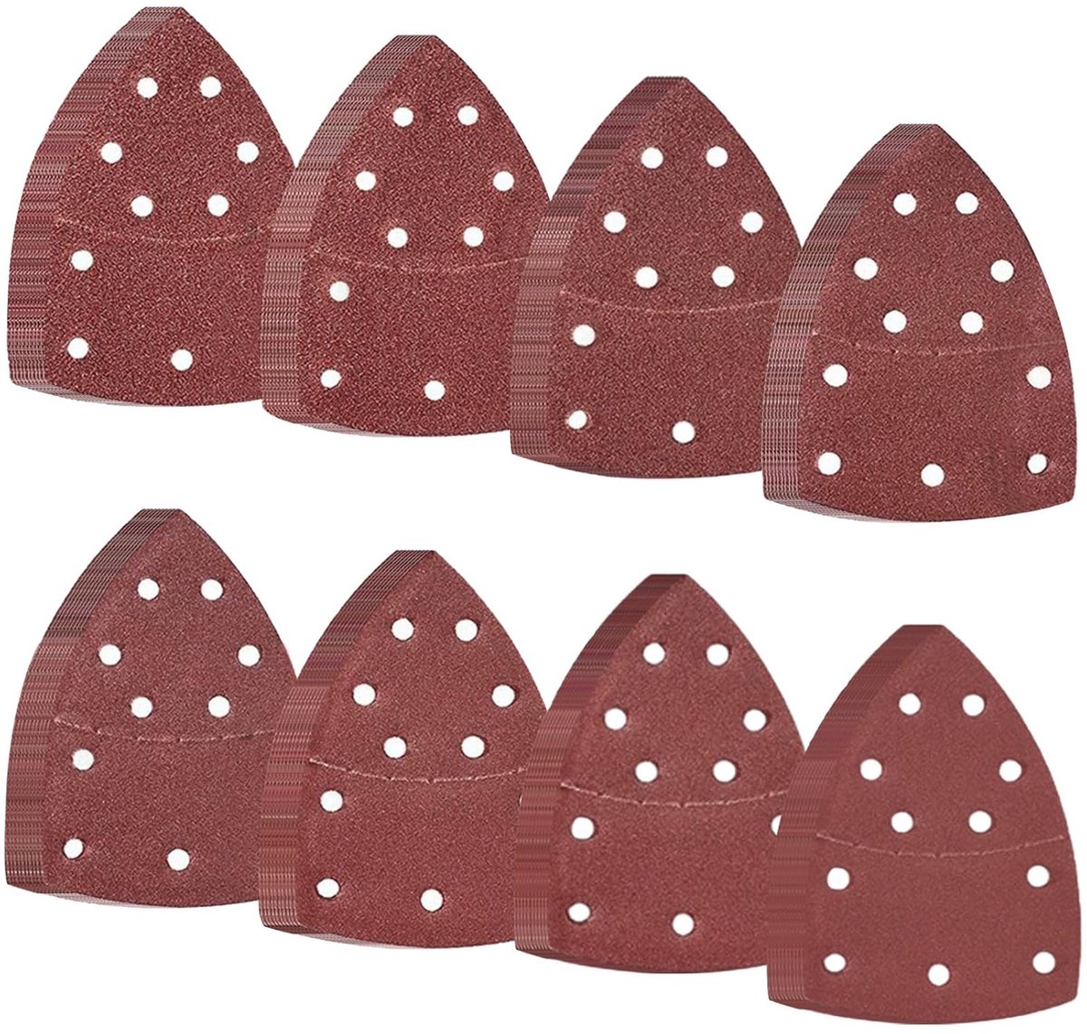 Driehoekige schuurbladen 152 x 105 mm - aluminiumoxide - 80 stuks met 11 gaten - voor schuren en polijsten - ShopVlot