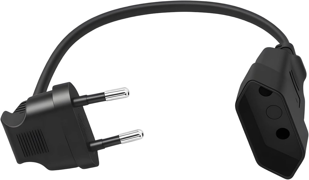 Euro verlengkabel 2.5A 250V - 90° hoek - Voor indoor gebruik TV, PC, Monitor - Zwart - ShopVlot