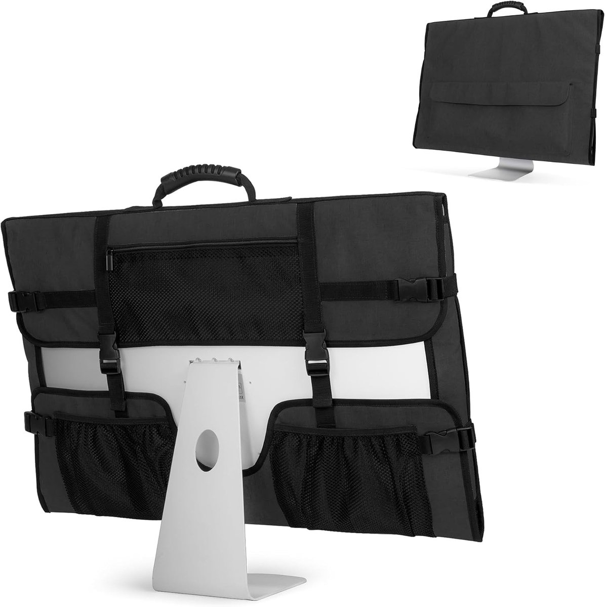 Draagtas voor 27 Inch iMac Desktop Computer, Beschermende Opbergtas met Handvat, Stofhoes voor Monitor en Accessoires, Zwart