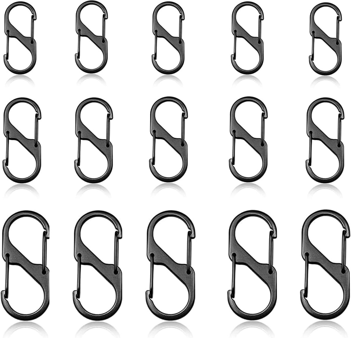 S Carabiner Keychain Clip - 15 stuks - Aluminium Legering - Lichtgewicht en Duurzaam - ShopVlot