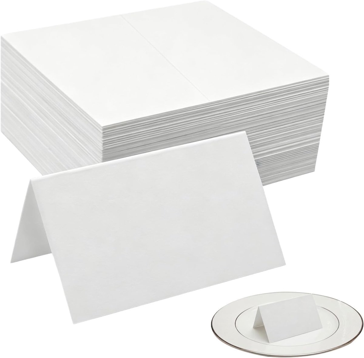 Kraft Papier Tafelkaarten - 60 Stuks Dubbelzijdige Lege Naamkaarten, Herbruikbaar en Vouwbaar voor Bruiloften en Feesten