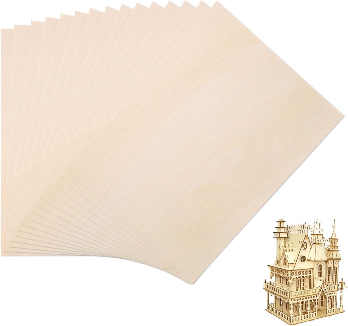 Multiplex, houten planken, 15 stuks, lijmhouten plaat, lindemultiplex, 200 x 150 x 2 mm, onbewerkt balsahout - ShopVlot