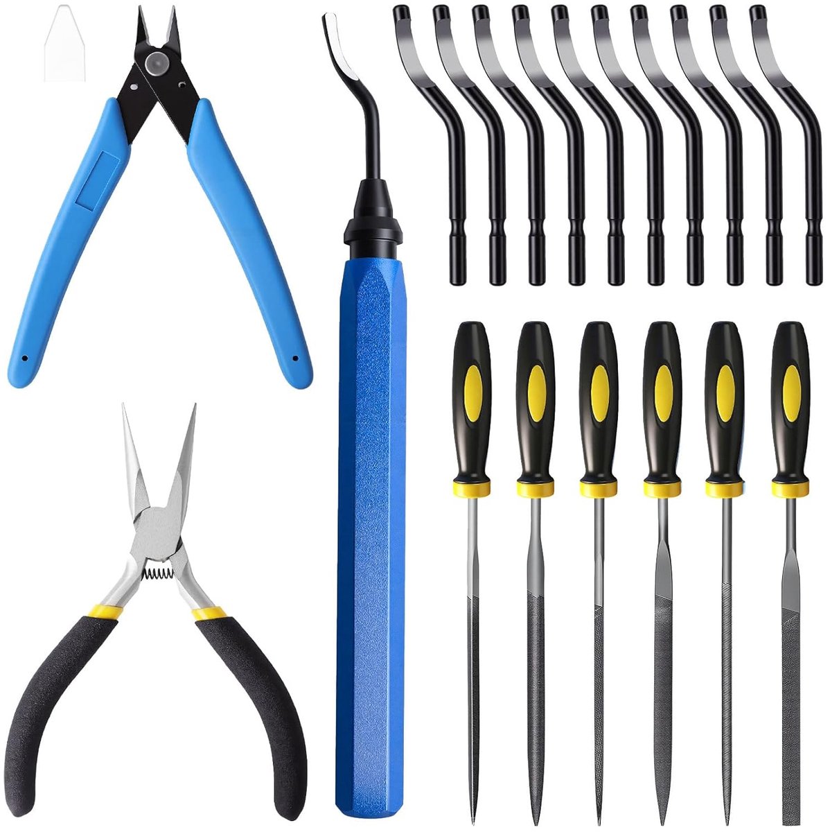 3D Print Deburring Kit, 19 Piece Model Post-Processing Kit, 3D Printer Tools with Side Scissors Metal Handle, Pro 3D - ShopVlot