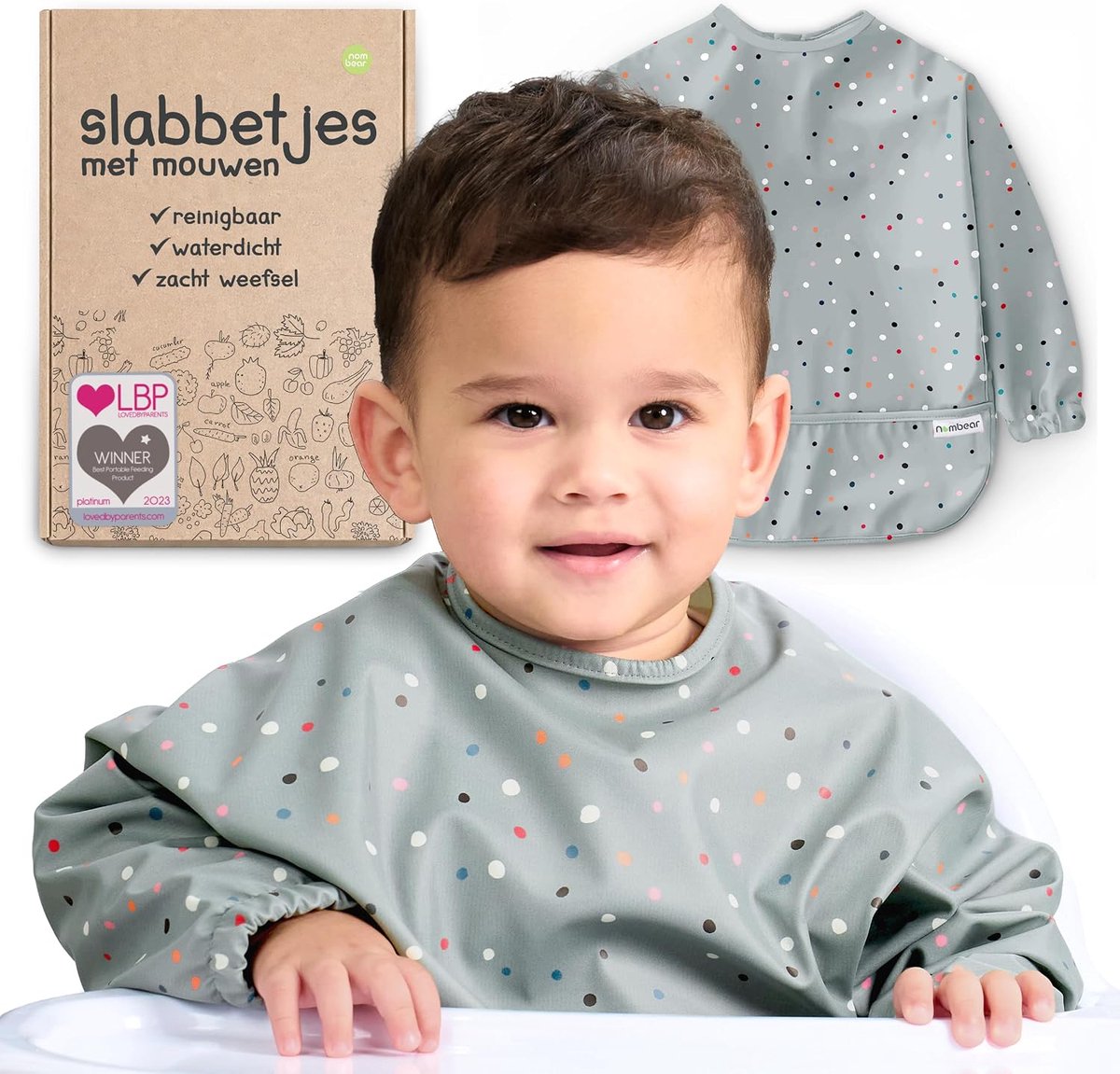 Baby Slabbetje met Mouwen, Geschikt vanaf 6 Maanden - Waterdichte Baby Slabbetjes met Mouwen voor Baby Led Weaning - ShopVlot