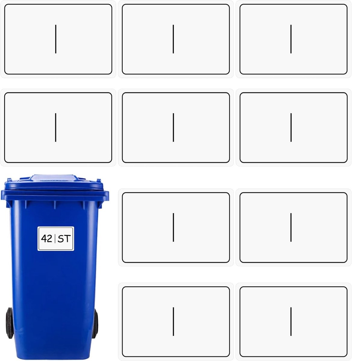Set van 10 vuilniscontainerstickers, huisnummer, vuilnisbakstickers, weerbestendig, zelfklevende stickers voor - ShopVlot