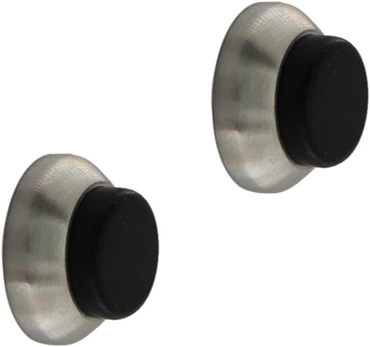 Wall Mounted Door Stop Stainless Steel Door Stoppers with Black Rubber Glue or Screw Installation Ø28X13mm Small - ShopVlot