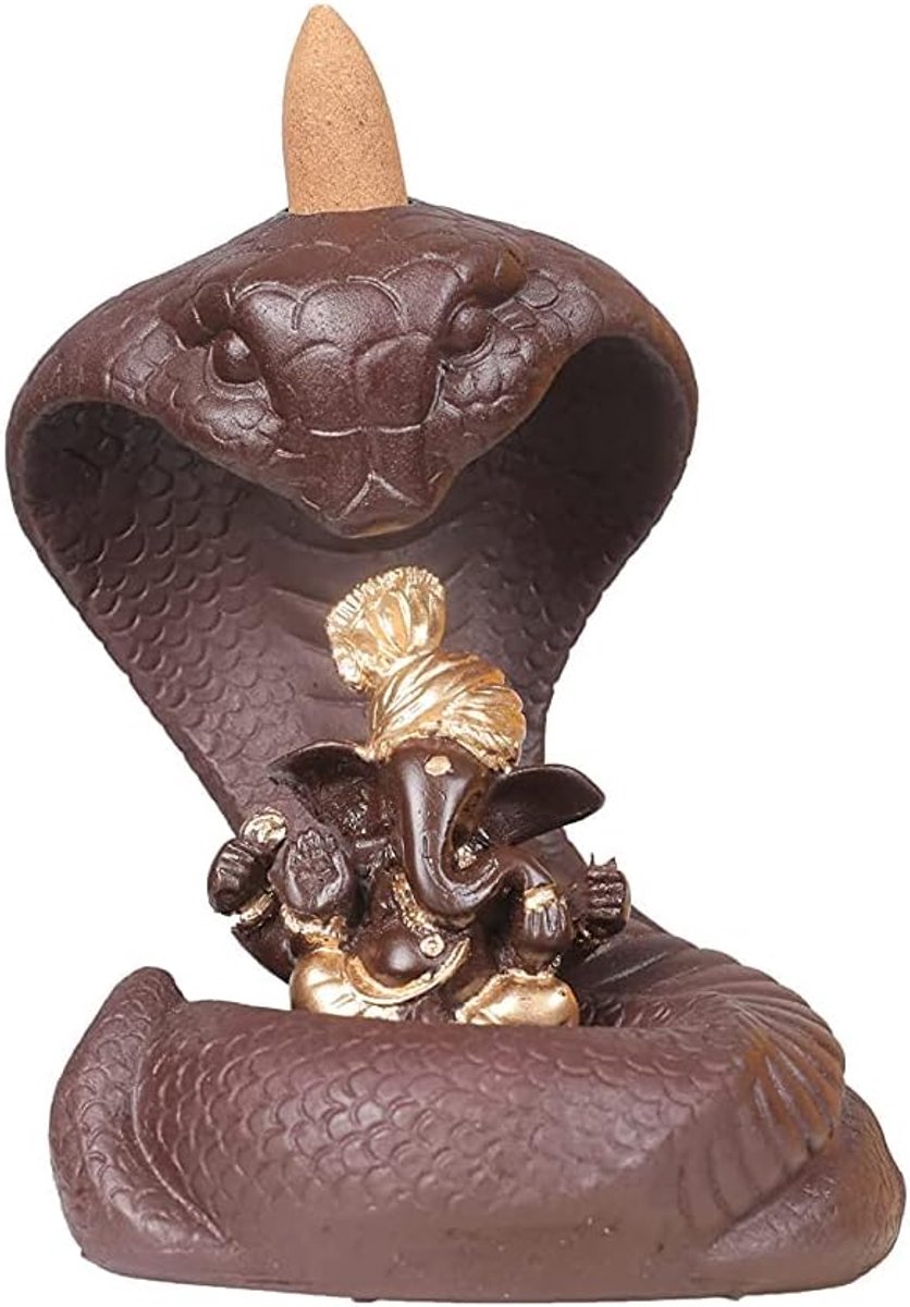 Handmade Incense Stick Holder, Decorative Bacon, Smoke Fountain, Statue, Cone, Censer (Ganesha Snake) - ShopVlot