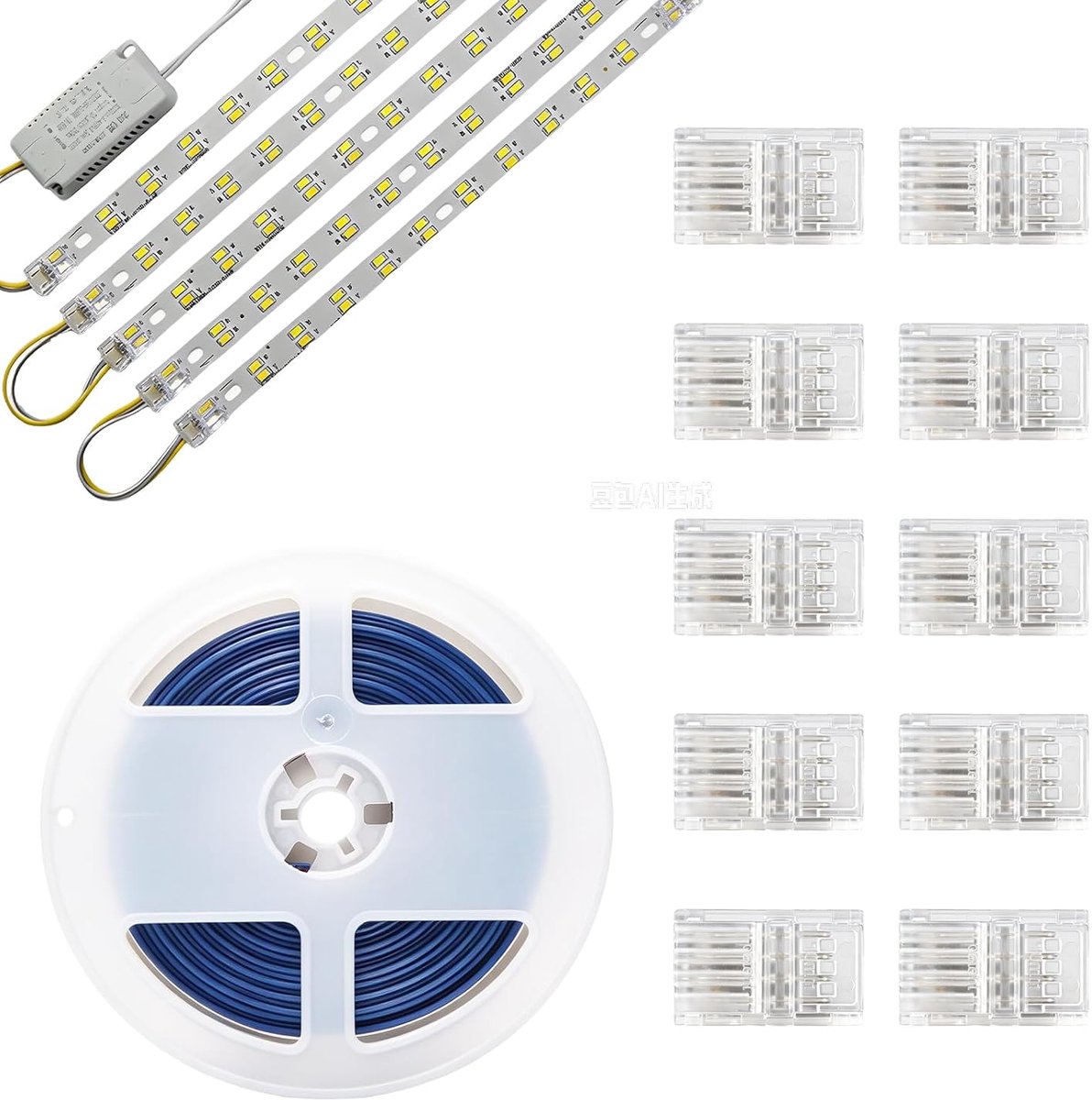 5 m led-verlengkabel, 2-polig, 22 AWG, flexibel, 5 V-24 V voor SMD 5050-strips, incl. 10 ledconnectoren, 4-polig, 10 - ShopVlot