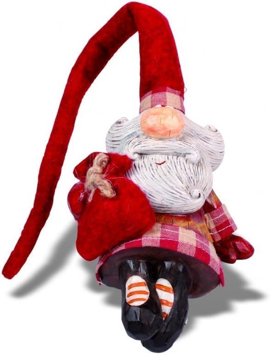 Decorative figure Santa Claus on sleigh lying 8x10cm, polystone red grey metal, decorative figure Saint Nicholas - ShopVlot