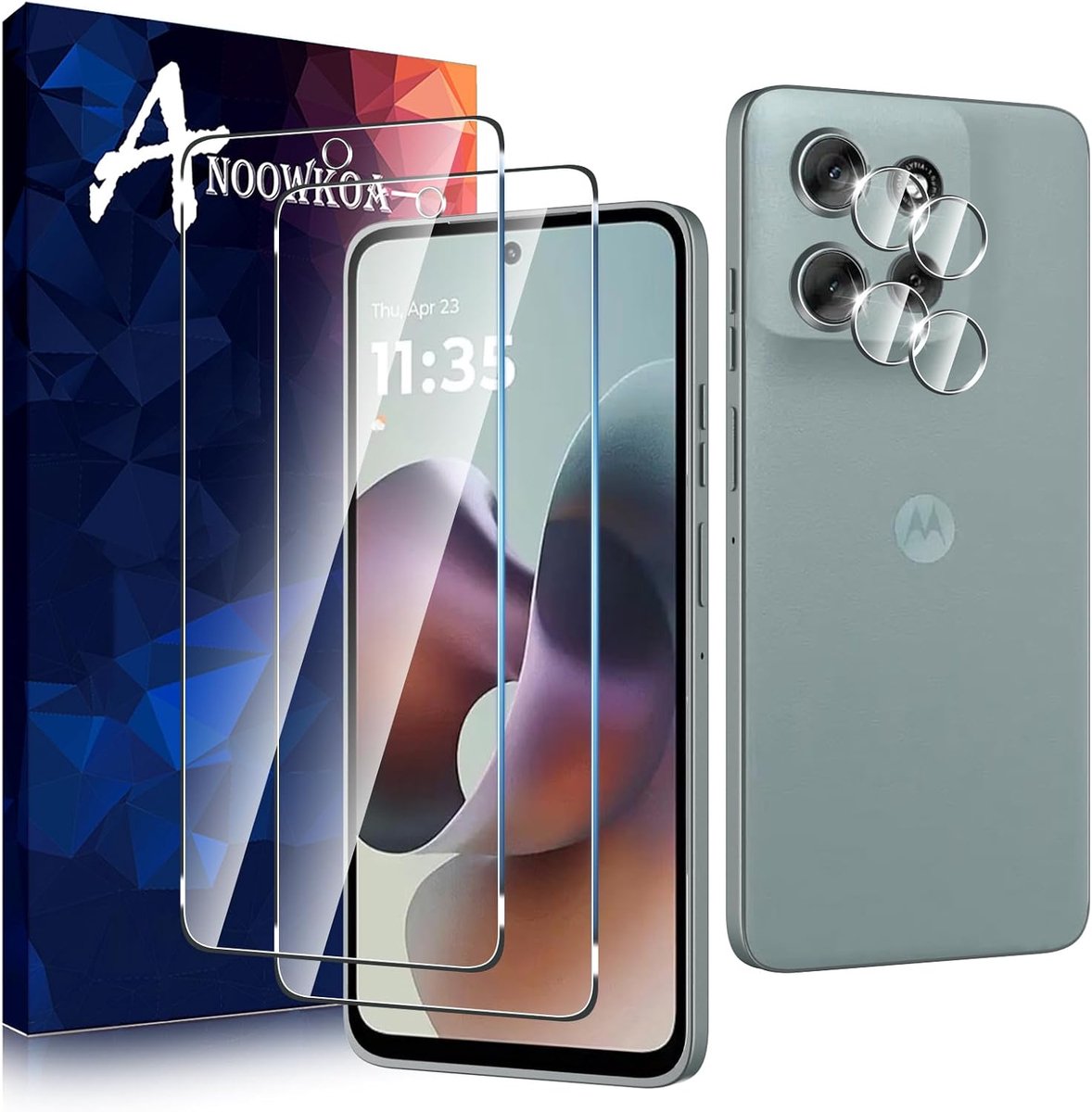 Anoowkoa Pack of 2 Tempered Glass for Moto G56 + 2 Pieces Camera Screen Protector Screen Protector Scratch-Resistant - ShopVlot