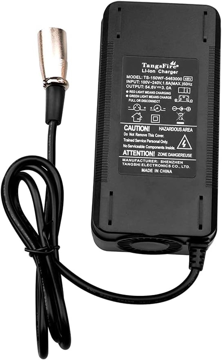 48 V battery charger, 48 V, charging cable, 54.6 V, 3 A, for electric package lithium scooter, e-bike, 13S batteries - ShopVlot