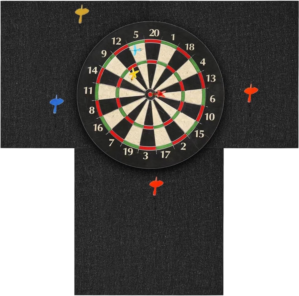 Dart muurbescherming, 3 stuks, 30 x 30 cm, dikte van 1,5 cm, zelfklevende muurbescherming, dartbord, vilt gesplitst - ShopVlot