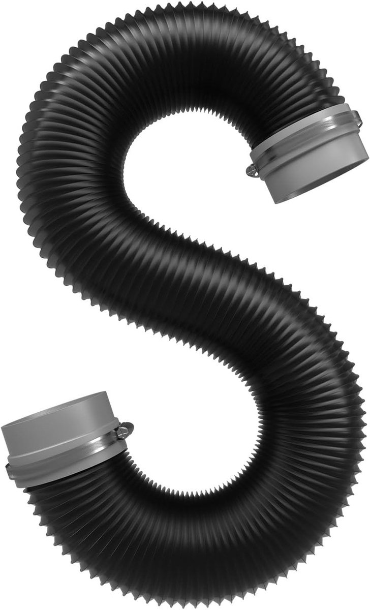 Ventilation Hose 100mm x 1.5m Black – Flexible Aluminium Drain Hose with Clamps, Compact and Airtight, Ideal for - ShopVlot