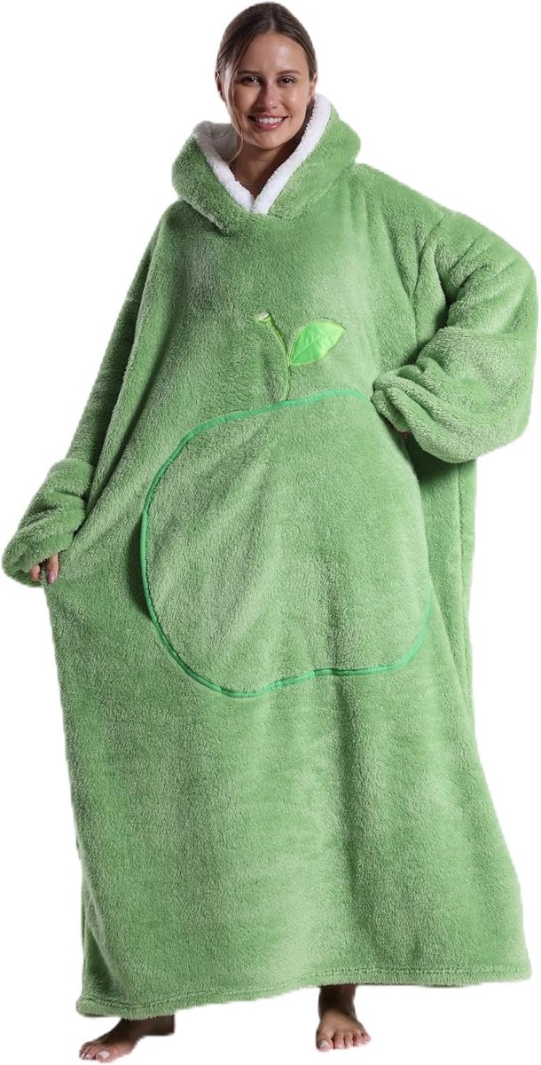 Hoodiedeken, lange capuchondeken voor luie mensen, comfortabel flanellen kruipmateriaal, geschikt voor volwassen - ShopVlot
