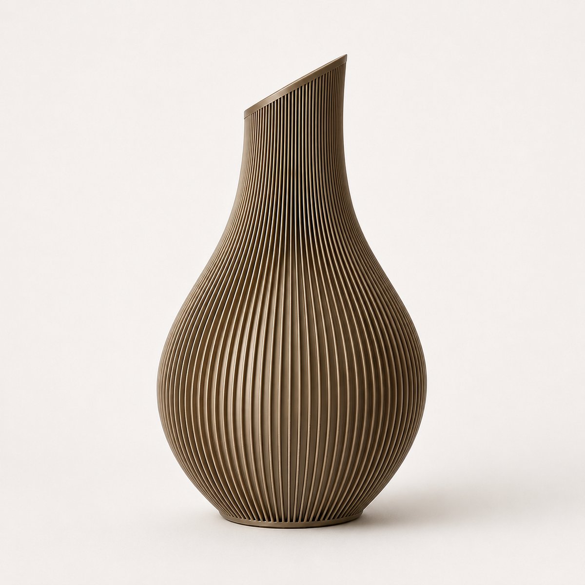 Shizu - Waterdichte Japandi Vaas - 25 cm - Brons - Ribbelvaas