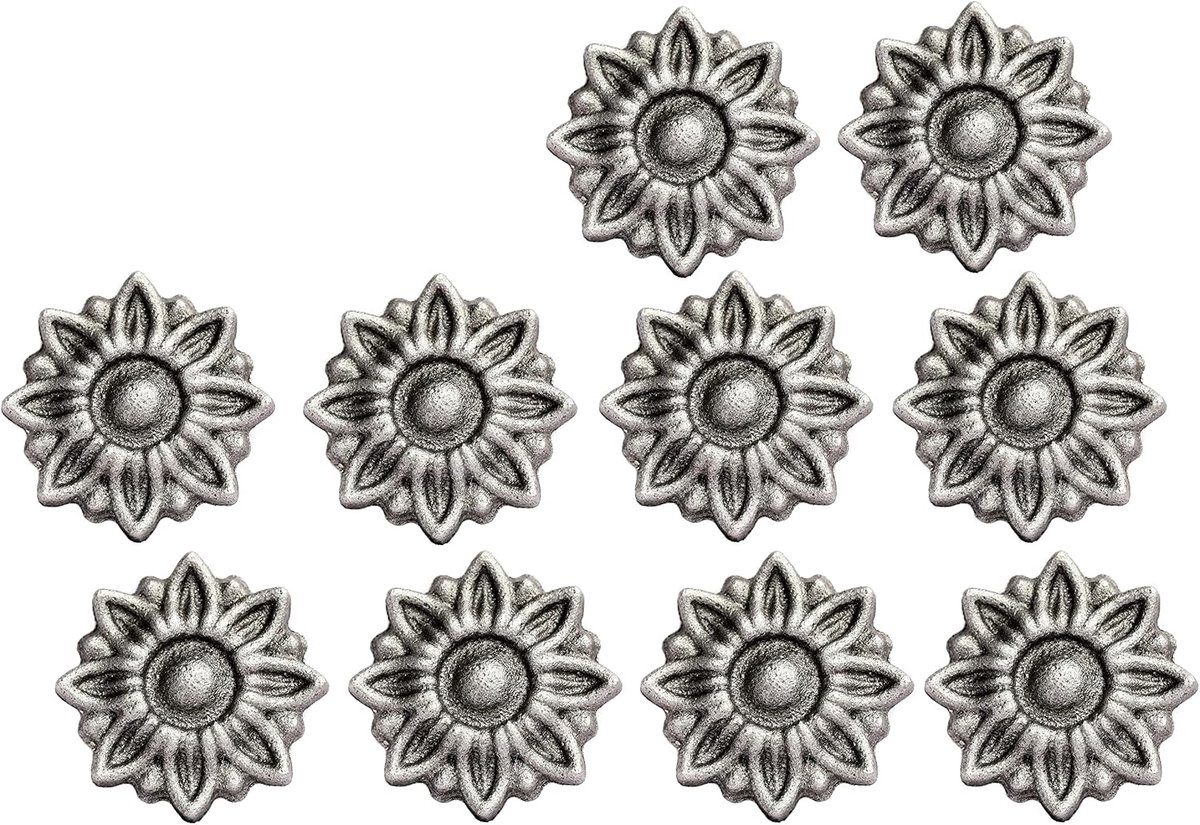 10 x Small flowers Ø 56 mm, solid steel, decorative flowers made of cast iron, ornament for wrought iron railings - ShopVlot