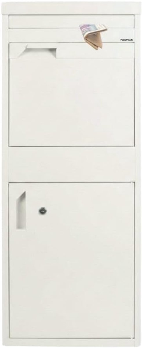 Package box – mailbox for parcel – galvanised steel – sturdy cylinder lock with 2-point lock – white – free to install - ShopVlot