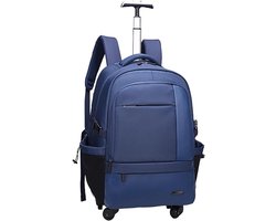 BININBOX Wheels Luggage Backpack Shoulder Bag Suitcase Work Laptop Backpack Casual Waterproof 35L, Blue - ShopVlot
