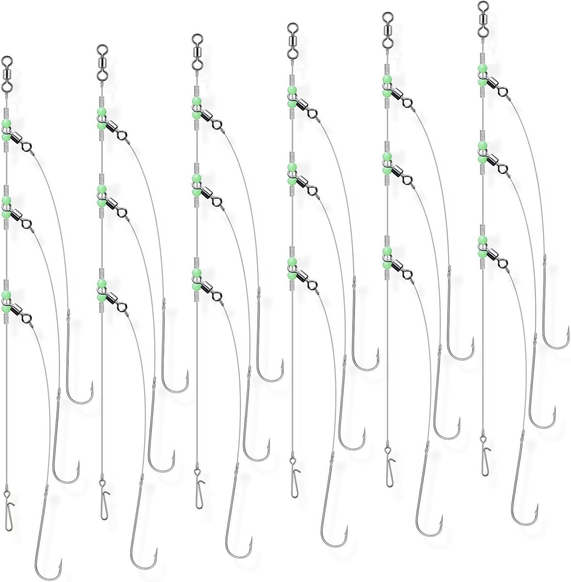 Dr.Fish Set of 12 fishing line for sea fishing, beach, mixed combinations, 4 types, hook size 2/0 and 3/0, hand tied - ShopVlot