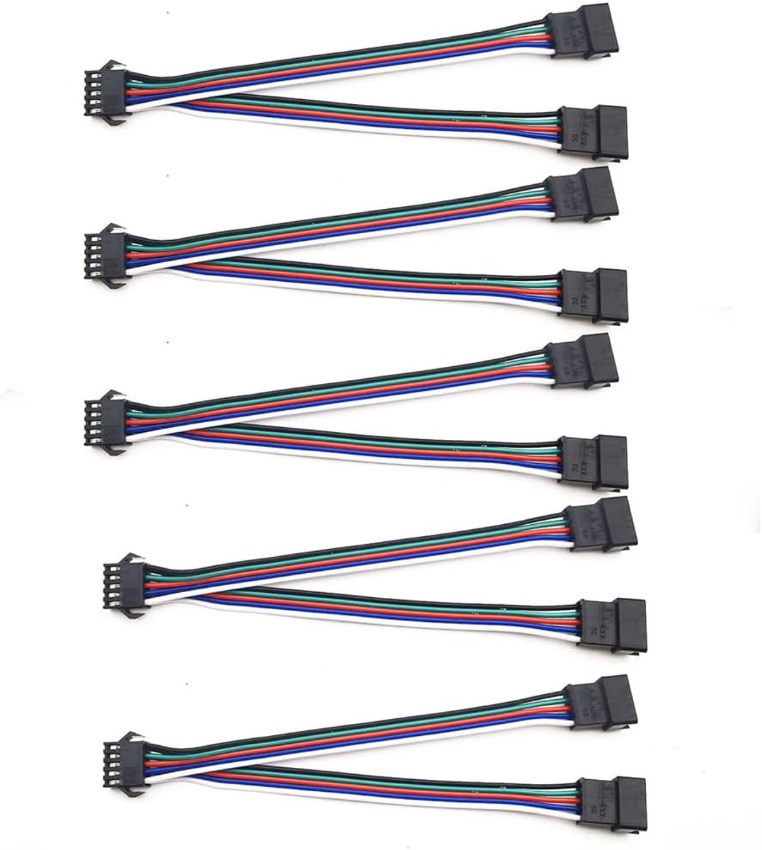 5pcs 15cm 5 Pin SM Splitter JST Plug 1 to 2 Male and Female for 5050/3528 RGBW LED Strip - ShopVlot