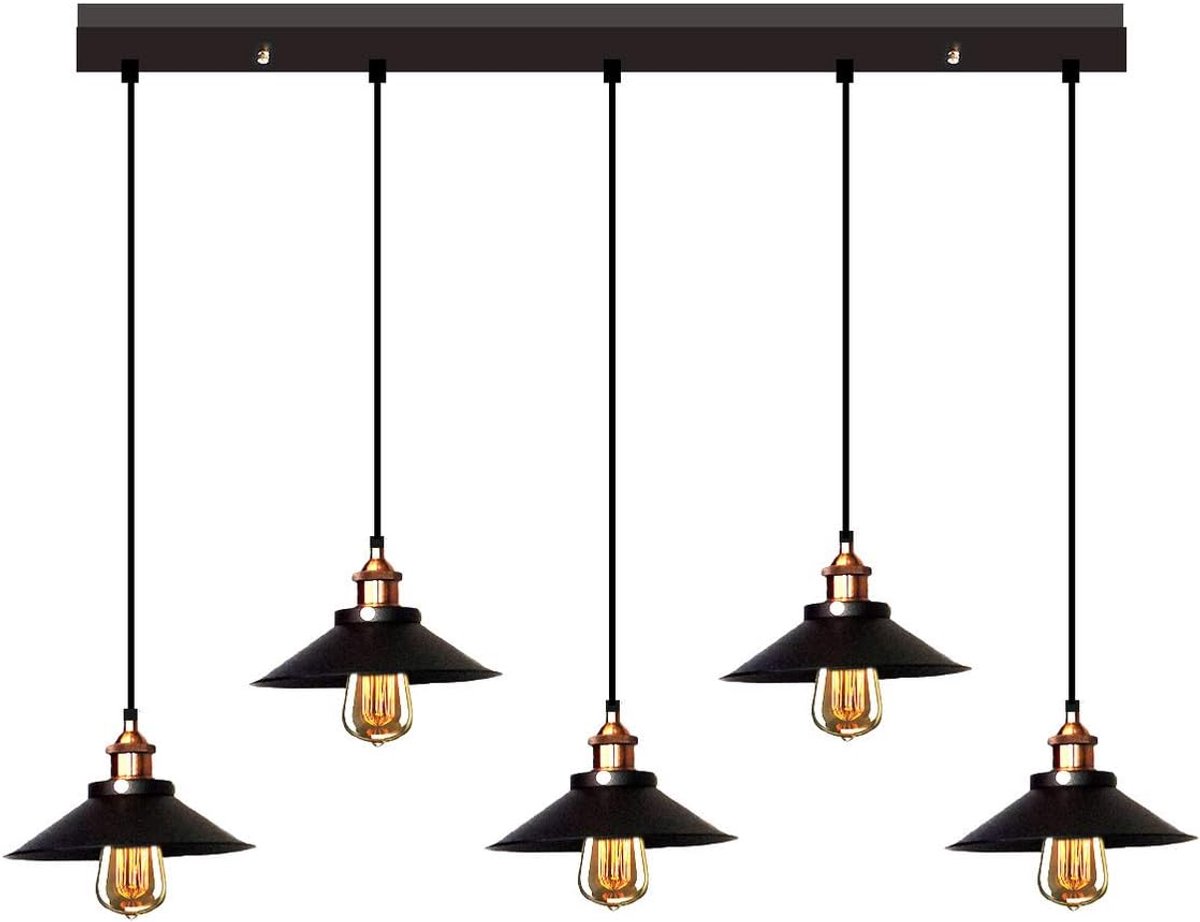 Industrial Design Hanging lamp 5 Caps Black - ShopVlot