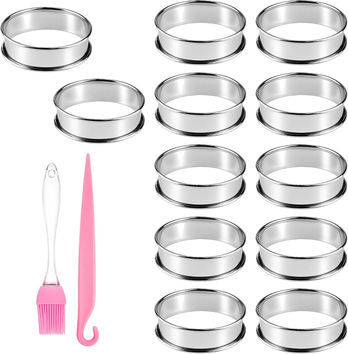 10 stuks mousse tartelette vormpjes, Ø 8 cm dessertringen roestvrij staal - ShopVlot