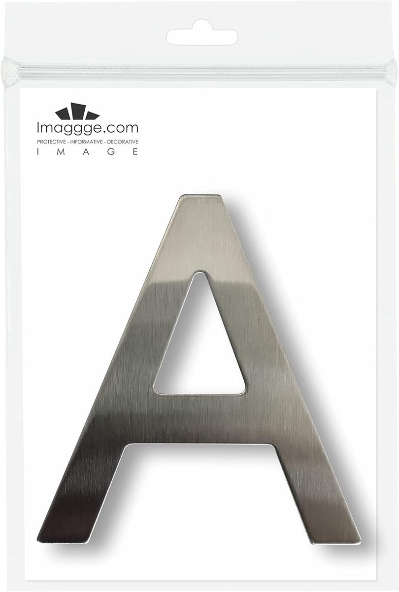 House number or house - brushed stainless steel - self-adhesive - 7.5 cm high - letter A - ShopVlot